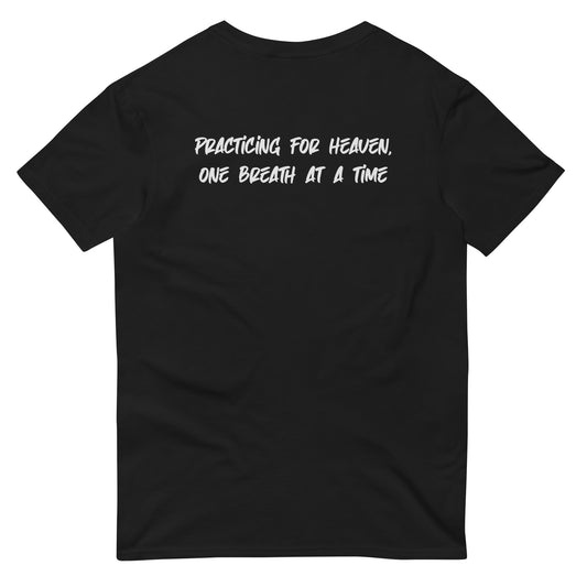 Serenely designed 'Tribe Eye - Practicing For Heaven' unisex t-shirt, a wearable reminder to live each moment with calm and intention.
