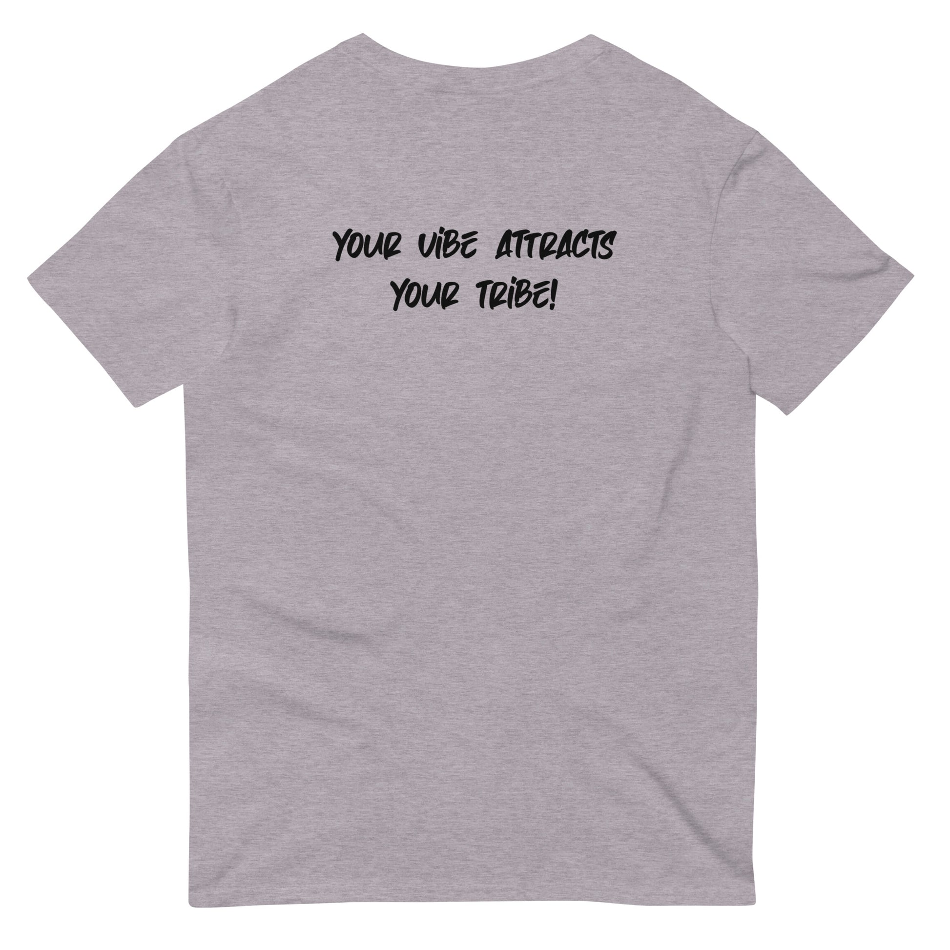 Inspirational 'Tribe Eye - Your Vibe Attracts Your Tribe' t-shirt, with a compelling design that resonates with the wearer's personal aura and community spirit.